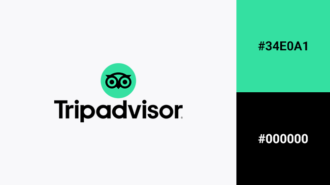 cach ket hop logo mau xanh la cay va mau den Tripadvisor