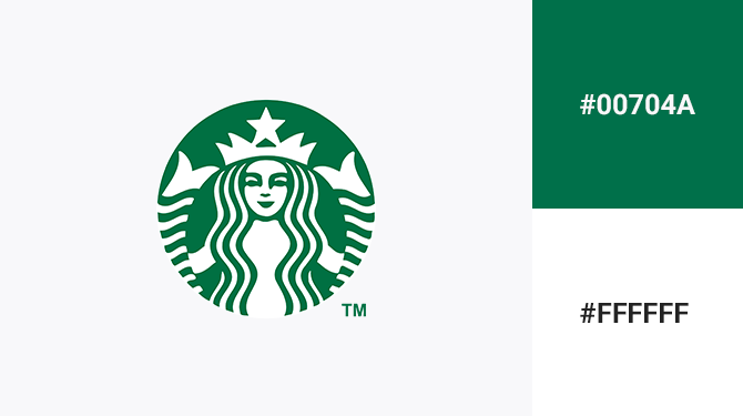 cach ket hop logo mau xanh la cay va mau trang Starbucks