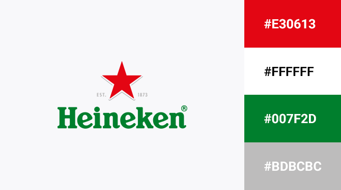 cach ket hop logo mau xanh la cay va mau do Heineken