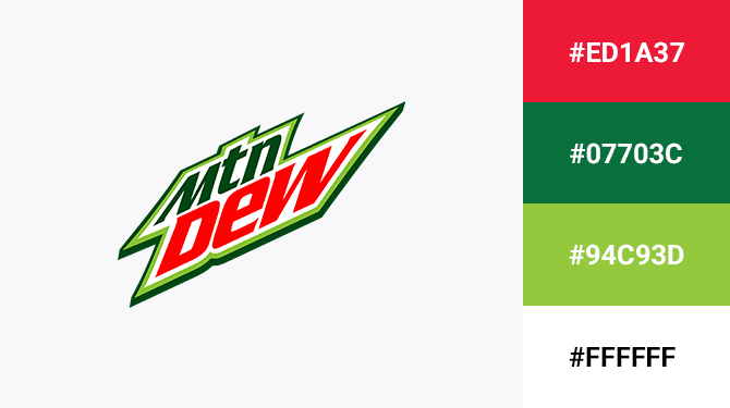 cach ket hop logo mau do va xanh la cay Mountain Dew 